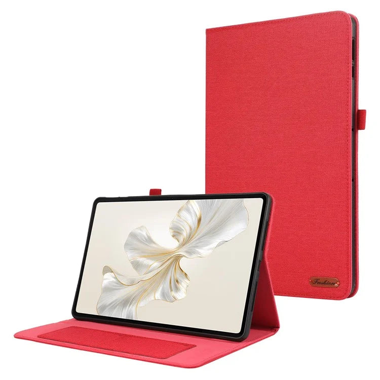 For Honor Pad 9 Leather Case Cloth Texture Tablet Cover Stand with Card Holder