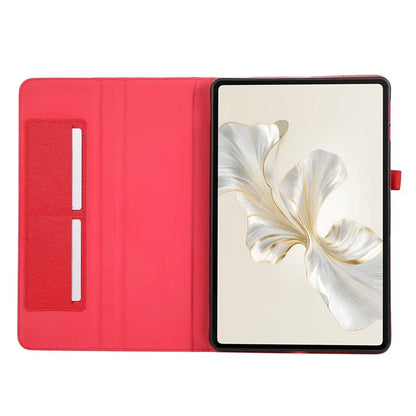 For Honor Pad 9 Leather Case Cloth Texture Tablet Cover Stand with Card Holder