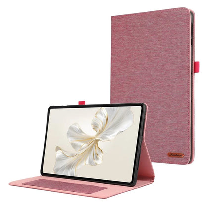 For Honor Pad 9 Leather Case Cloth Texture Tablet Cover Stand with Card Holder