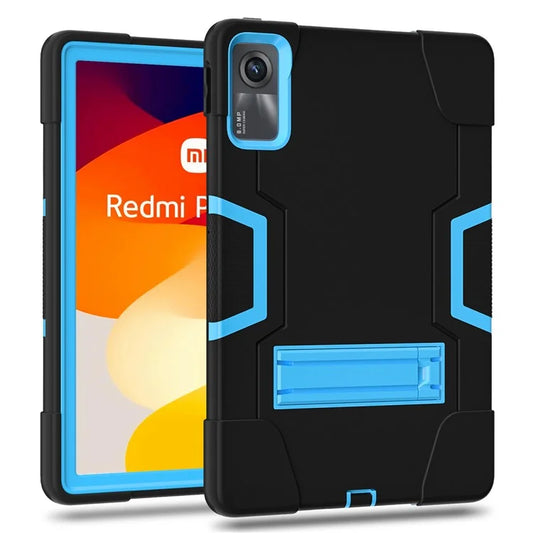 For Xiaomi Redmi Pad SE Case Shockproof Silicone + PC Tablet Cover with Kickstand  /  Blue
