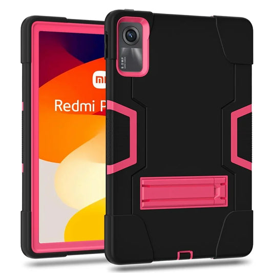 For Xiaomi Redmi Pad SE Case Shockproof Silicone + PC Tablet Cover with Kickstand  /  Rose
