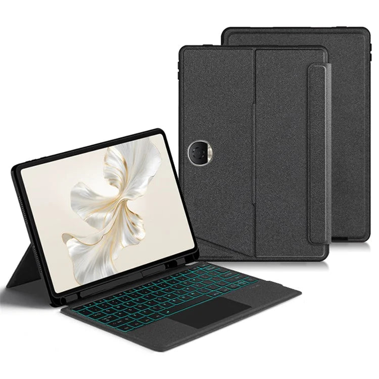 For Honor Pad 9 Leather Folio Cover Detachable Bluetooth Touchpad Keyboard with Backlight