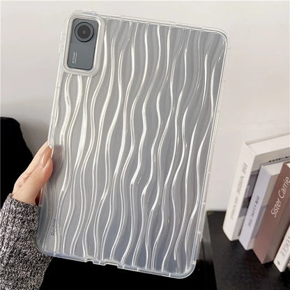 For Xiaomi Redmi Pad SE Clear TPU Case 3D Wave Texture Tablet Cover