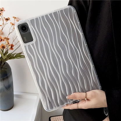 For Xiaomi Redmi Pad SE Clear TPU Case 3D Wave Texture Tablet Cover