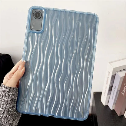 For Xiaomi Redmi Pad SE Clear TPU Case 3D Wave Texture Tablet Cover