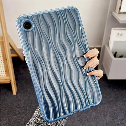 For Samsung Galaxy Tab A9+ TPU Cover Transparent Back 3D Water Ripple Pattern Tablet Case