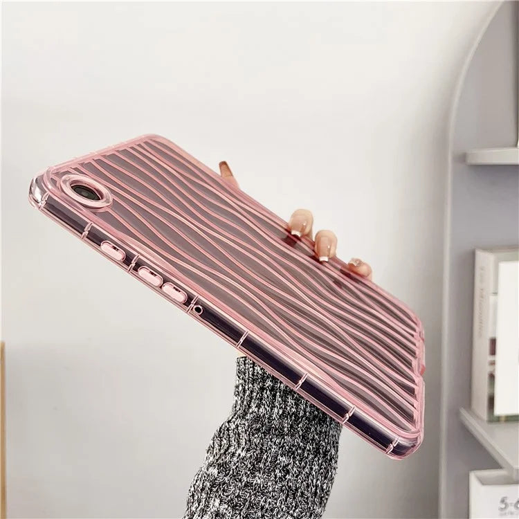 For Samsung Galaxy Tab A9+ TPU Cover Transparent Back 3D Water Ripple Pattern Tablet Case