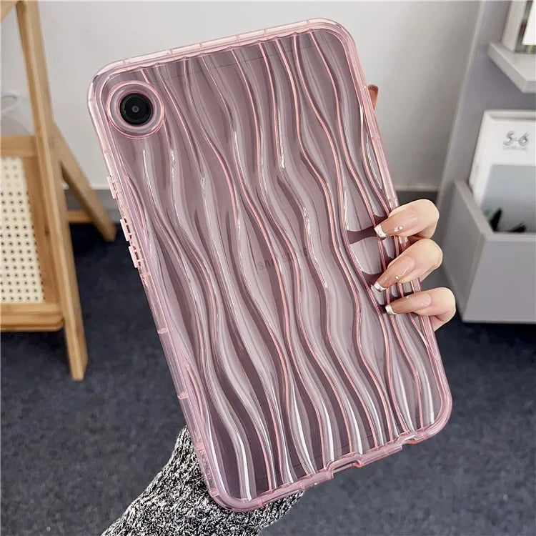 For Samsung Galaxy Tab A9+ TPU Cover Transparent Back 3D Water Ripple Pattern Tablet Case