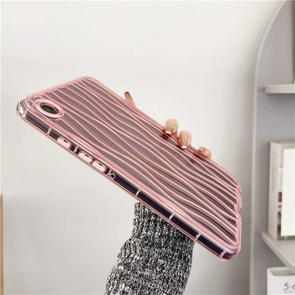 For Samsung Galaxy Tab A9+ TPU Cover Transparent Back 3D Water Ripple Pattern Tablet Case