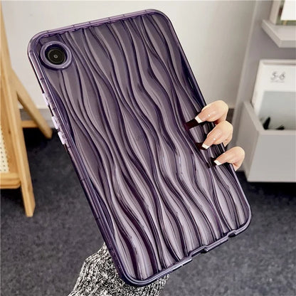 For Samsung Galaxy Tab A9+ TPU Cover Transparent Back 3D Water Ripple Pattern Tablet Case