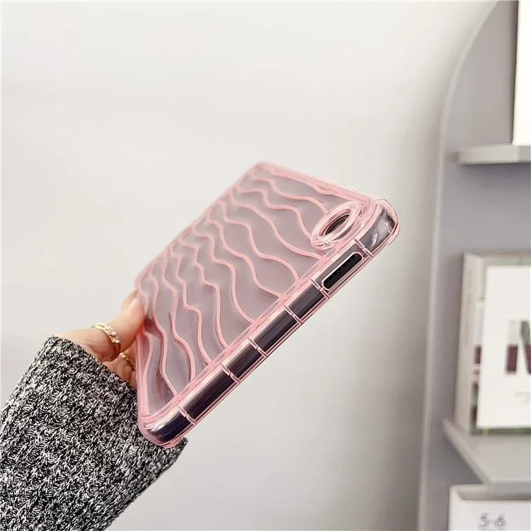 For Samsung Galaxy Tab A9+ TPU Cover Transparent Back 3D Water Ripple Pattern Tablet Case