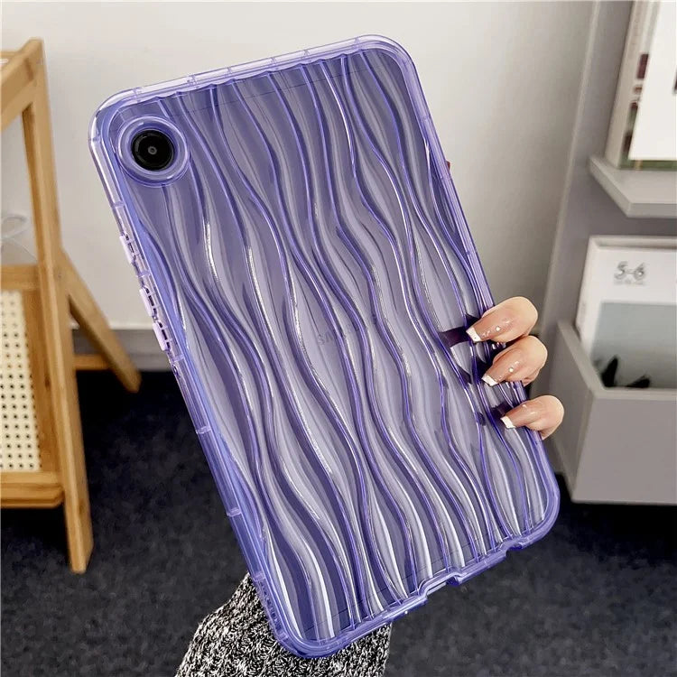 For Samsung Galaxy Tab A9+ TPU Cover Transparent Back 3D Water Ripple Pattern Tablet Case
