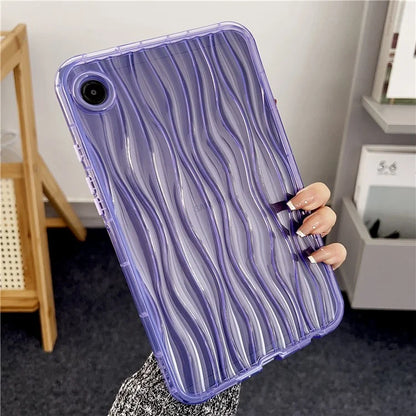 For Samsung Galaxy Tab A9+ TPU Cover Transparent Back 3D Water Ripple Pattern Tablet Case