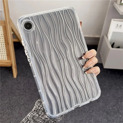 For Samsung Galaxy Tab A9+ TPU Cover Transparent Back 3D Water Ripple Pattern Tablet Case