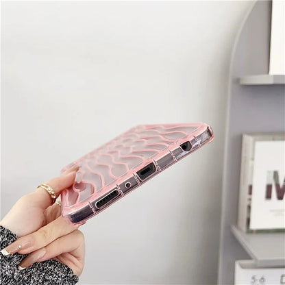For Samsung Galaxy Tab A9+ TPU Cover Transparent Back 3D Water Ripple Pattern Tablet Case