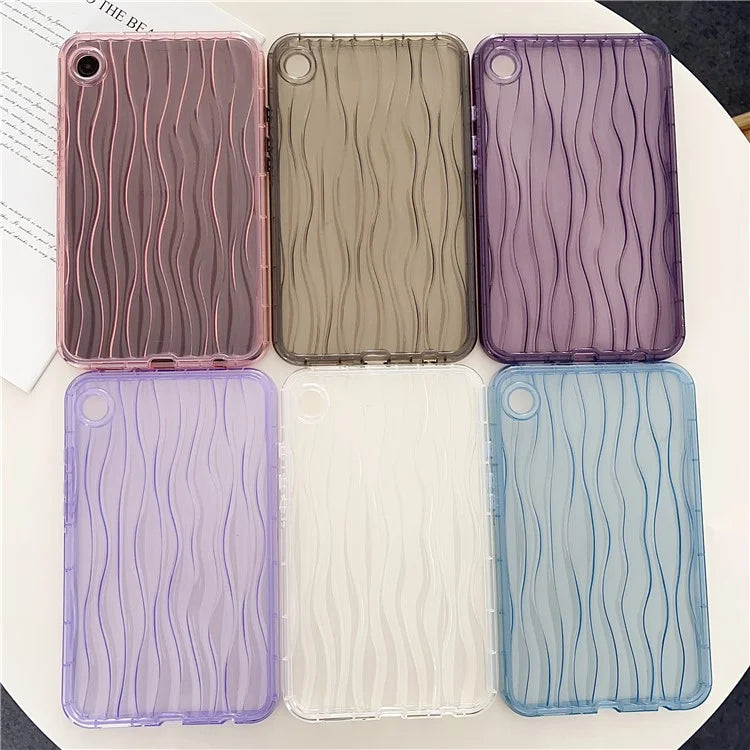 For Samsung Galaxy Tab A9+ TPU Cover Transparent Back 3D Water Ripple Pattern Tablet Case