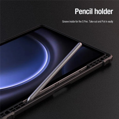NILLKIN Bumper Leather Case Pro for Samsung Galaxy Tab S9 FE+ Tablet Cover Anti-fall Auto Wake / Sleep Case