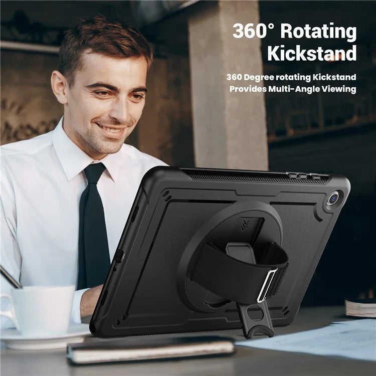 For Samsung Galaxy Tab A9+ Kickstand Cover Hand Strap Design PC+TPU Tablet Case