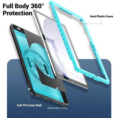 For Samsung Galaxy Tab A9+ Kickstand Cover Hand Strap Design PC+TPU Tablet Case