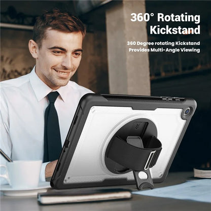 For Samsung Galaxy Tab A9+ Kickstand Cover Hand Strap Design PC+TPU Tablet Case