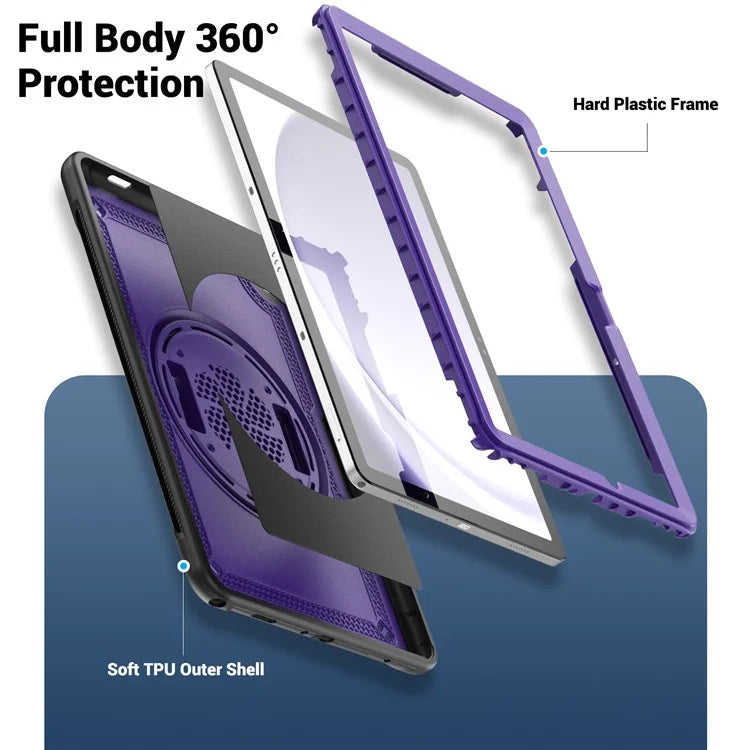 For Samsung Galaxy Tab A9+ Kickstand Cover Hand Strap Design PC+TPU Tablet Case