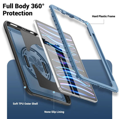 For iPad Pro 11 (2018) / (2020) / (2021) / (2022) / iPad Air (2020) / (2022) Case Kickstand Tablet Cover with Pencil Holder