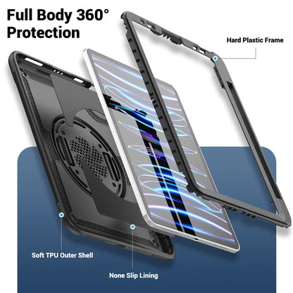 For iPad Pro 11 (2018) / (2020) / (2021) / (2022) / iPad Air (2020) / (2022) Case Kickstand Tablet Cover with Pencil Holder