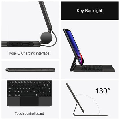 For Samsung Galaxy Tab S9 Leather Case Full Protection Bluetooth Keyboard with Touchpad