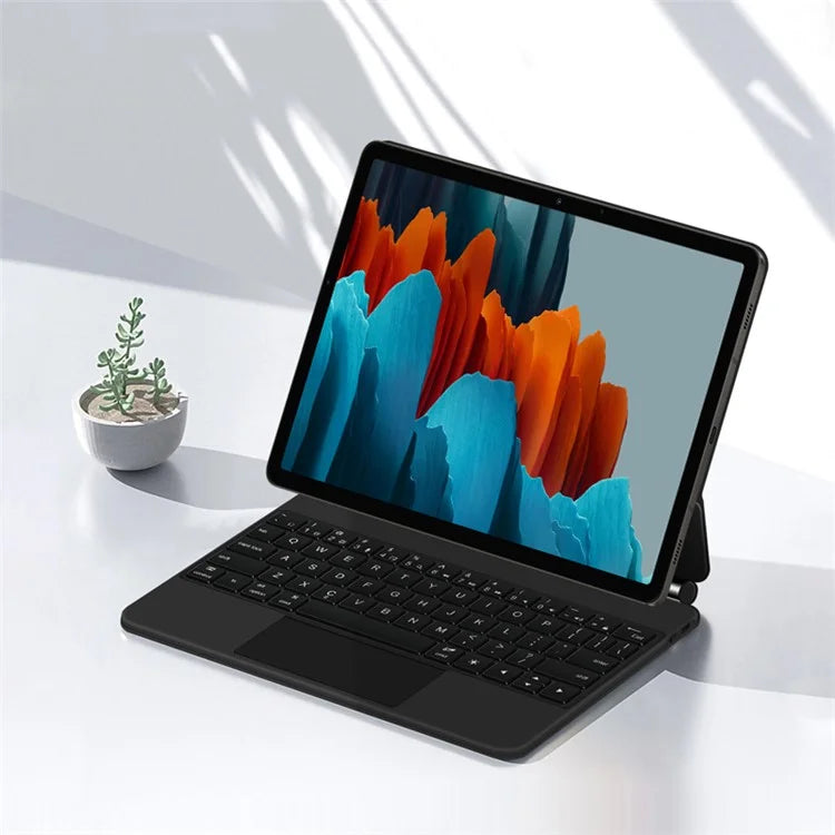 For Samsung Galaxy Tab S7 Leather Folio Cover Ultra-thin Bluetooth Keyboard with Touchpad