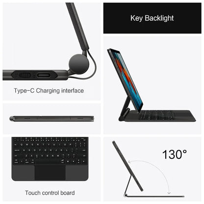For Samsung Galaxy Tab S7 Leather Folio Cover Ultra-thin Bluetooth Keyboard with Touchpad