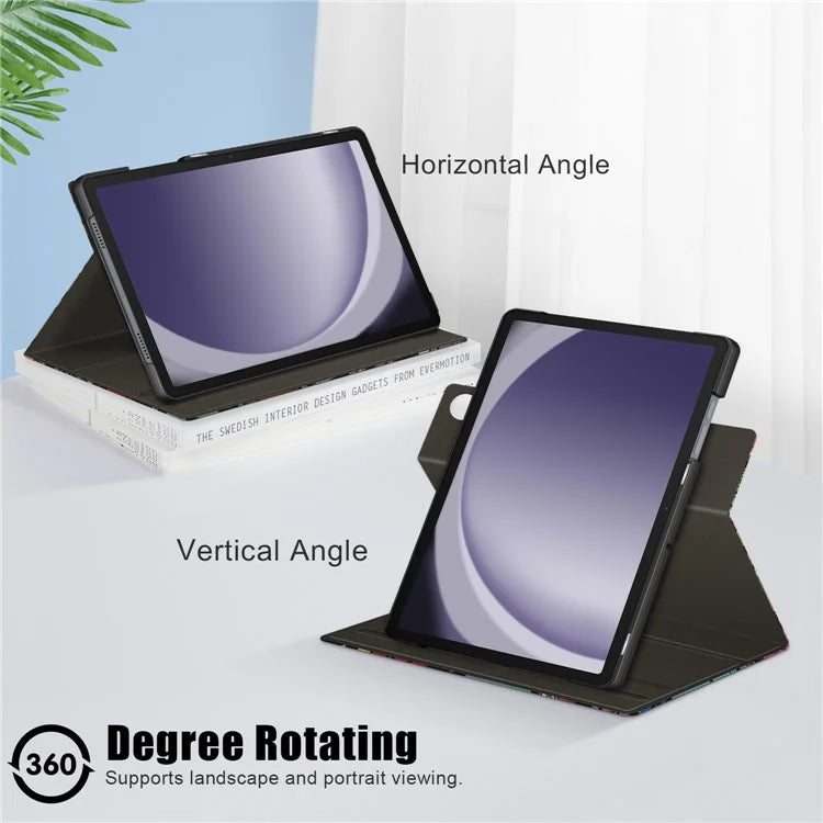 For Samsung Galaxy Tab A9+ SM-X210 SM-X216 SM-X218 Case Pattern Printing Leather Tablet Rotary Stand Cover