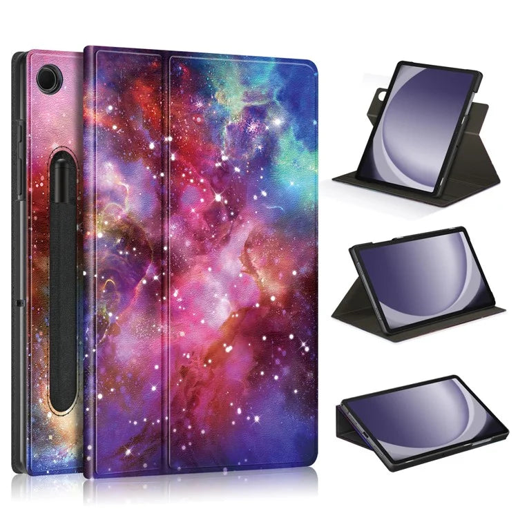 For Samsung Galaxy Tab A9+ SM-X210 SM-X216 SM-X218 Case Pattern Printing Leather Tablet Rotary Stand Cover
