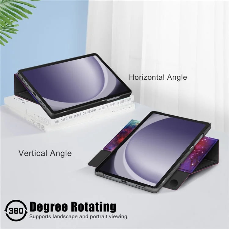 For Samsung Galaxy Tab A9+ SM-X210 SM-X216 SM-X218 Case Pattern Printing Leather Tablet Rotary Stand Cover