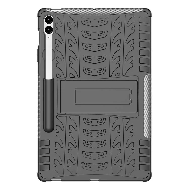 For Samsung Galaxy Tab S9 FE+ Case Tire Texture Kickstand TPU+PC Tablet Cover