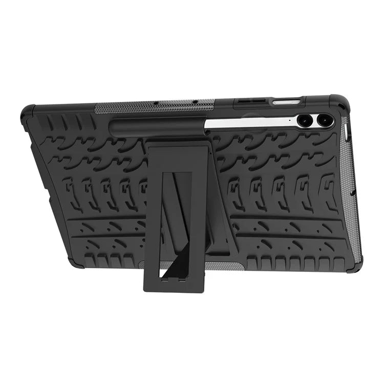 For Samsung Galaxy Tab S9 FE+ Case Tire Texture Kickstand TPU+PC Tablet Cover