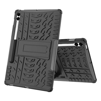 For Samsung Galaxy Tab S9 FE+ Case Tire Texture Kickstand TPU+PC Tablet Cover