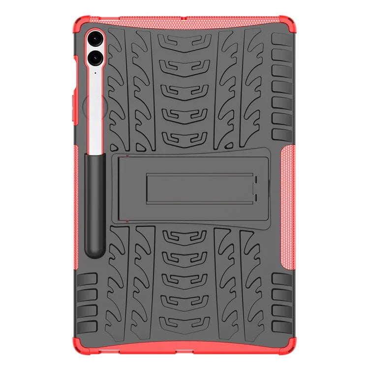 For Samsung Galaxy Tab S9 FE+ Case Tire Texture Kickstand TPU+PC Tablet Cover