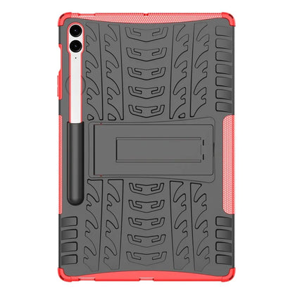 For Samsung Galaxy Tab S9 FE+ Case Tire Texture Kickstand TPU+PC Tablet Cover
