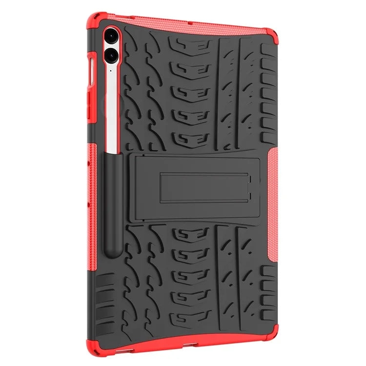 For Samsung Galaxy Tab S9 FE+ Case Tire Texture Kickstand TPU+PC Tablet Cover