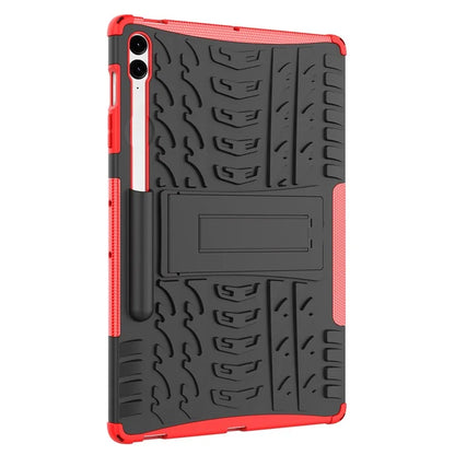 For Samsung Galaxy Tab S9 FE+ Case Tire Texture Kickstand TPU+PC Tablet Cover