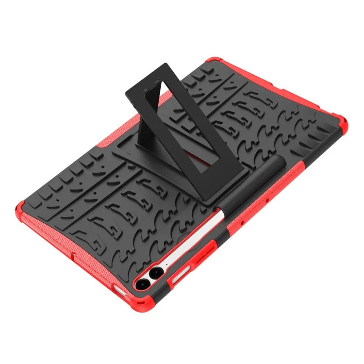 For Samsung Galaxy Tab S9 FE+ Case Tire Texture Kickstand TPU+PC Tablet Cover
