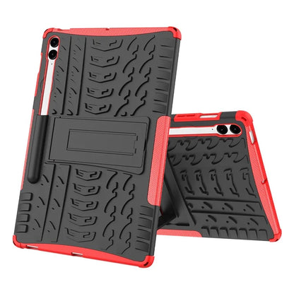 For Samsung Galaxy Tab S9 FE+ Case Tire Texture Kickstand TPU+PC Tablet Cover