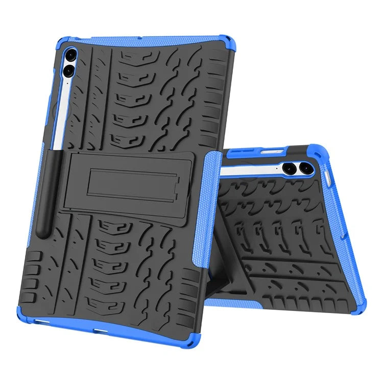 For Samsung Galaxy Tab S9 FE+ Case Tire Texture Kickstand TPU+PC Tablet Cover