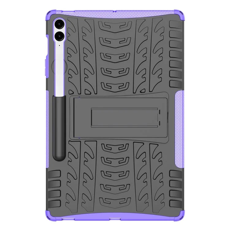 For Samsung Galaxy Tab S9 FE+ Case Tire Texture Kickstand TPU+PC Tablet Cover
