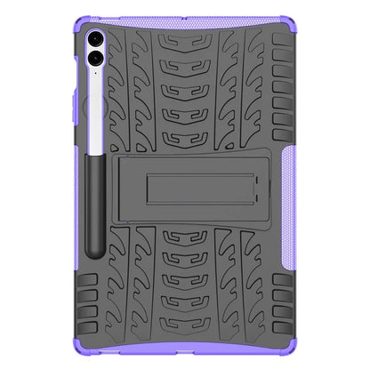 For Samsung Galaxy Tab S9 FE+ Case Tire Texture Kickstand TPU+PC Tablet Cover