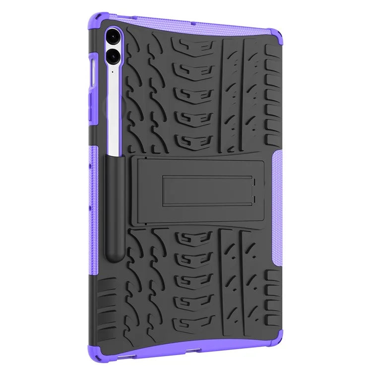 For Samsung Galaxy Tab S9 FE+ Case Tire Texture Kickstand TPU+PC Tablet Cover