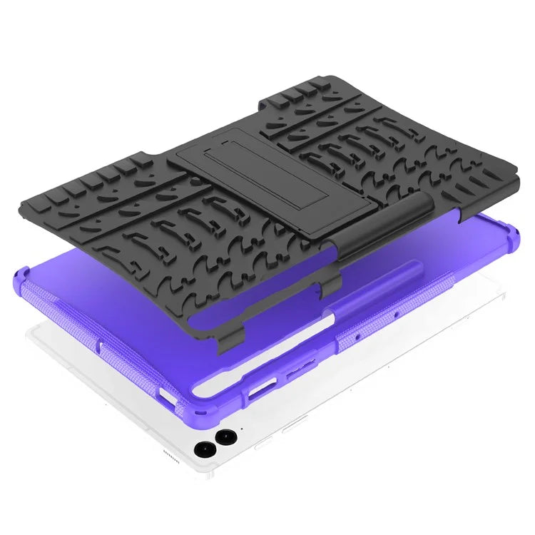 For Samsung Galaxy Tab S9 FE+ Case Tire Texture Kickstand TPU+PC Tablet Cover