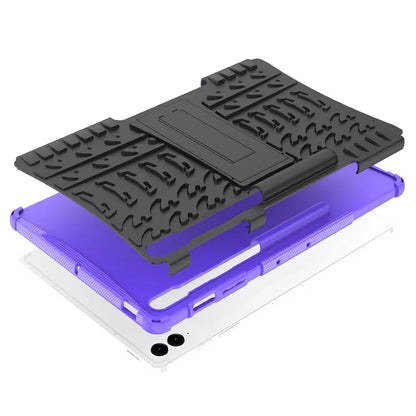 For Samsung Galaxy Tab S9 FE+ Case Tire Texture Kickstand TPU+PC Tablet Cover