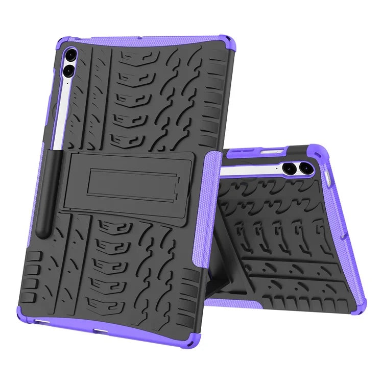 For Samsung Galaxy Tab S9 FE+ Case Tire Texture Kickstand TPU+PC Tablet Cover