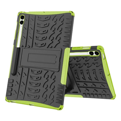 For Samsung Galaxy Tab S9 FE+ Case Tire Texture Kickstand TPU+PC Tablet Cover